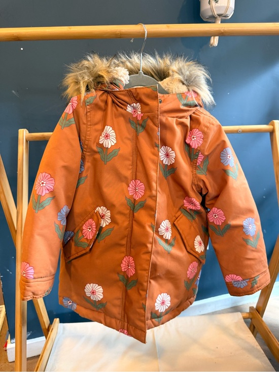 Mini Boden Other - Mini Boden Girls' Floral Hooded Parka Jacket - Rust 2-3y